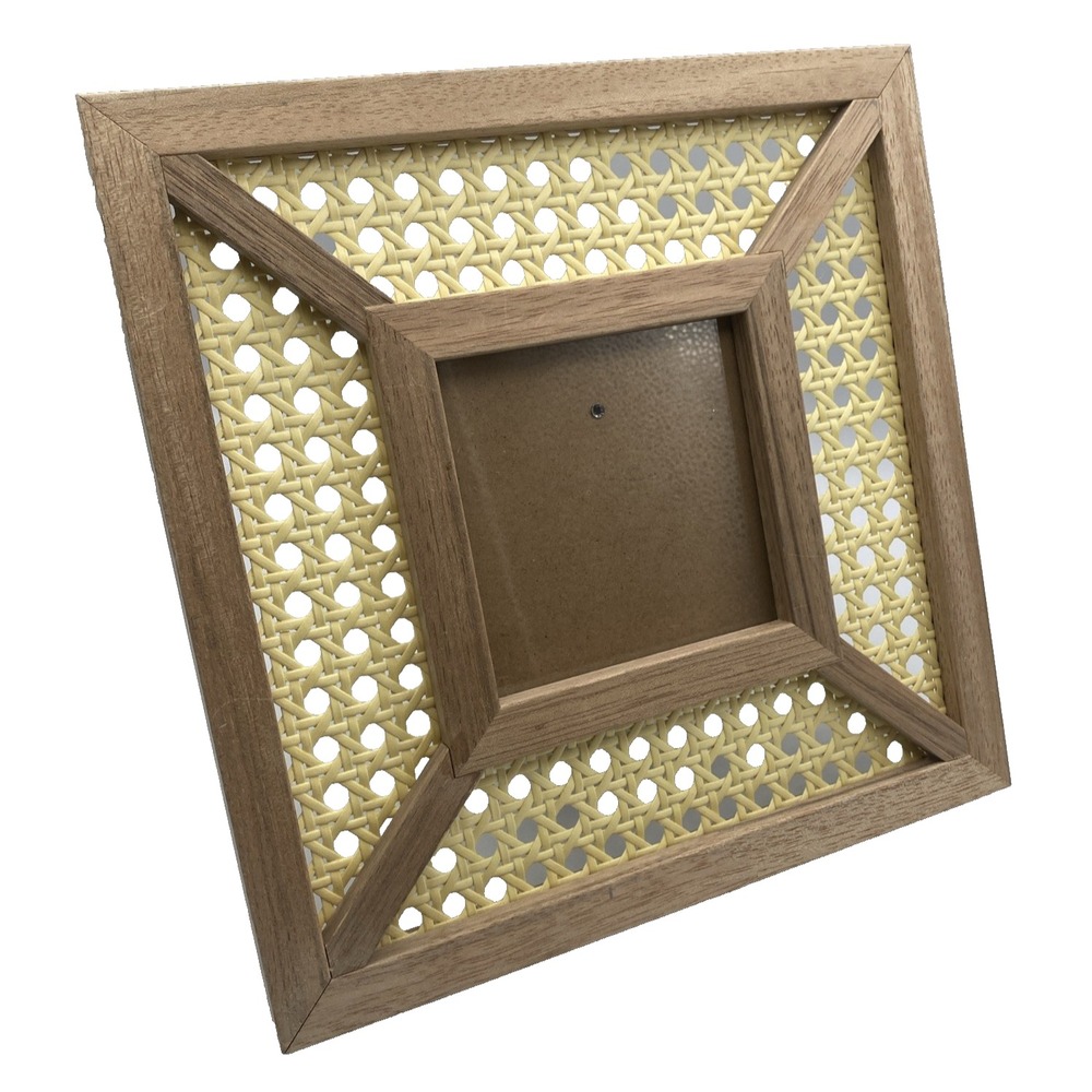 Tommy Bahama Cane Rattan Wood Caning Square Picture Frame Photo 4x4 / 9x9 - Picture 2 of 10